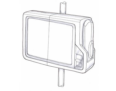 Sketch of an abrader and monitor for a continuous blood glucose monitor