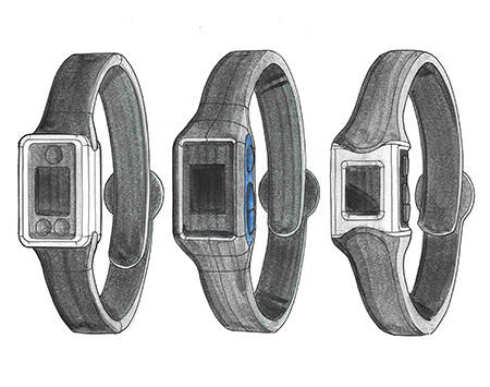 Early concept sketch for a smart dog-collar with built in GPS tracking